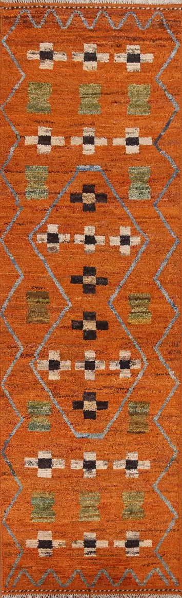 Orange Moroccan Runner Rug 3x10