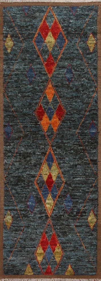 Tribal Wool Moroccan Runner Rug 3x10