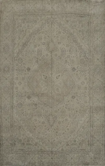 Muted Beige Distressed Tabriz Persian Area Rug 8x11