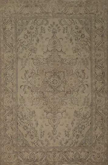 Distressed Wool Tabriz Persian Area Rug 7x10