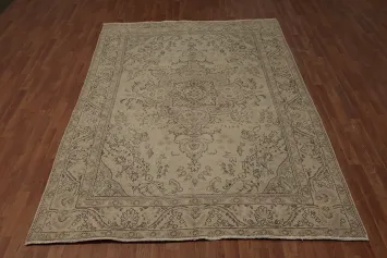 Distressed Wool Tabriz Persian Area Rug 7x10