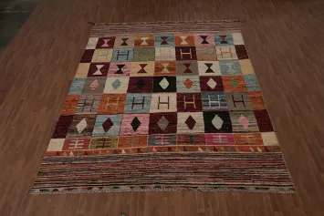 Multi-Colored Wool Moroccan Large Rug 10x14