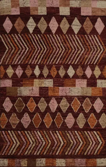 Earthy Tones Meet Modern Wool Moroccan Large Area Rug 10x14