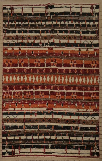 Geometric Charm Unique Striped Moroccan Area Rug 9x12