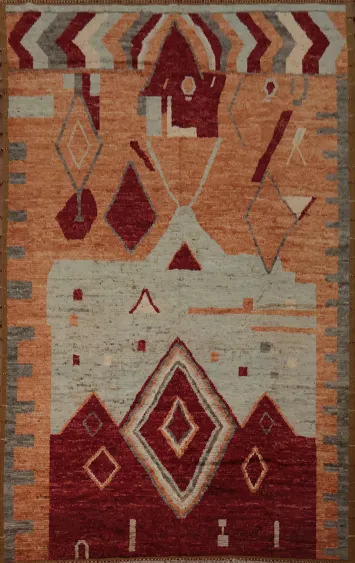 Rustic Charm Moroccan Large Area Rug 9x12 with Geometric Patterns