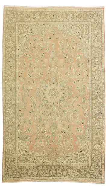 Vintage Traditional Muted Pink Peach Persian Area Rug 7'x12'