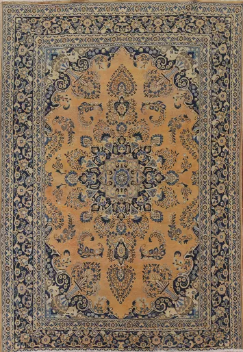 Vintage Floral Mashad Persian Area Rug 8x11