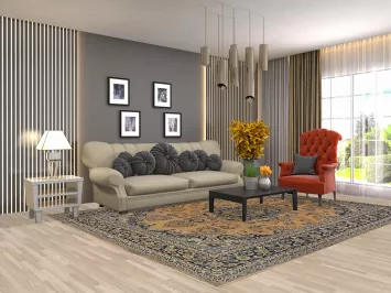 Vintage Floral Mashad Persian Area Rug 8x11