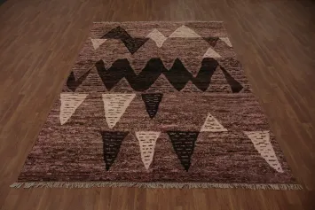 Pink/ Brown Moroccan Wool Area Rug 7x10