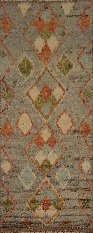 Eclectic Design Textured Berber Moroccan Runner Rug 3x10