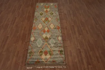Eclectic Design Textured Berber Moroccan Runner Rug 3x10