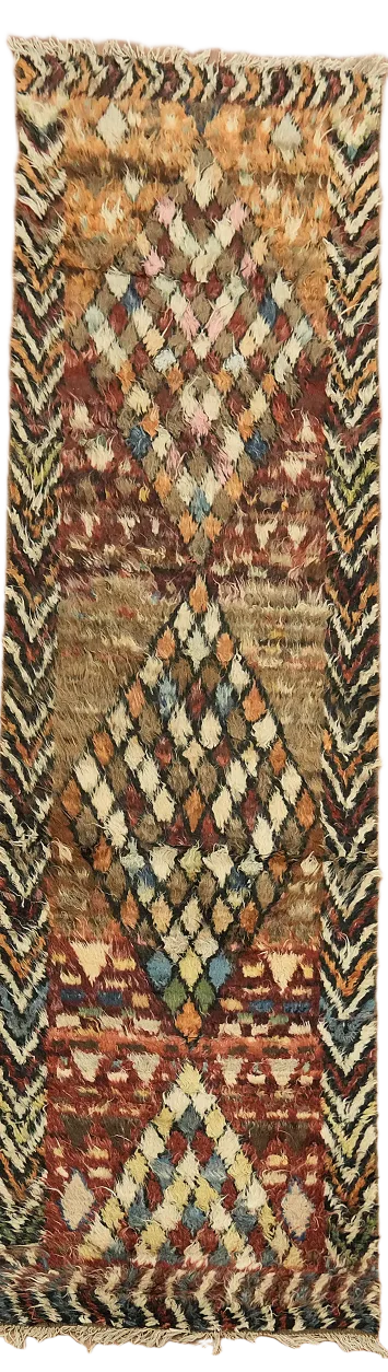 Multicolor Tribal Moroccan Wool Runner 3'x10'
