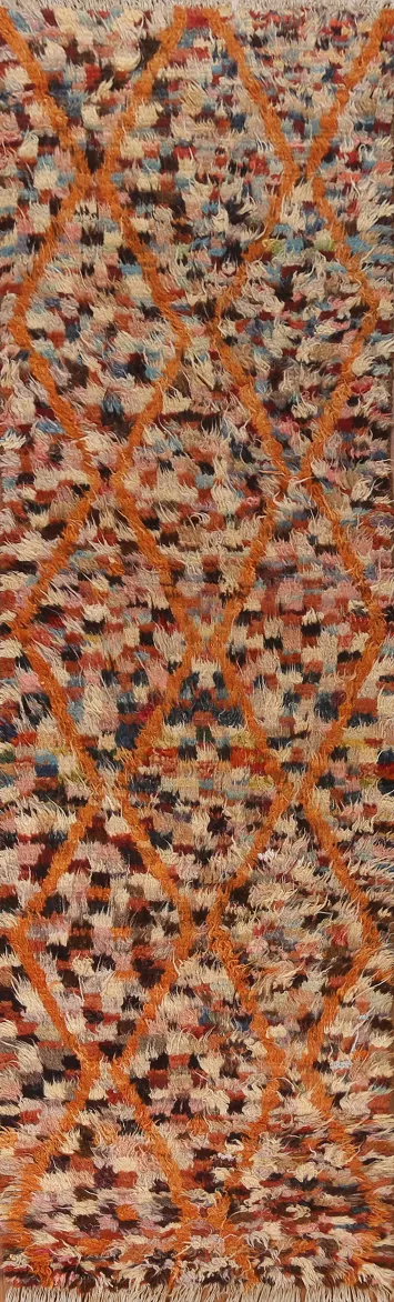 Geometric Moroccan Berber Runner Rug 3x10