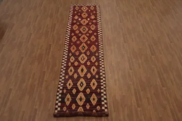 Rich and Textured Diamond Handmade Moroccan Runner Rug 4x16