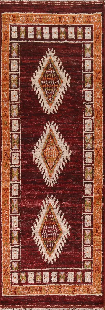 Burgundy Red Moroccan Runner Rug 3x10