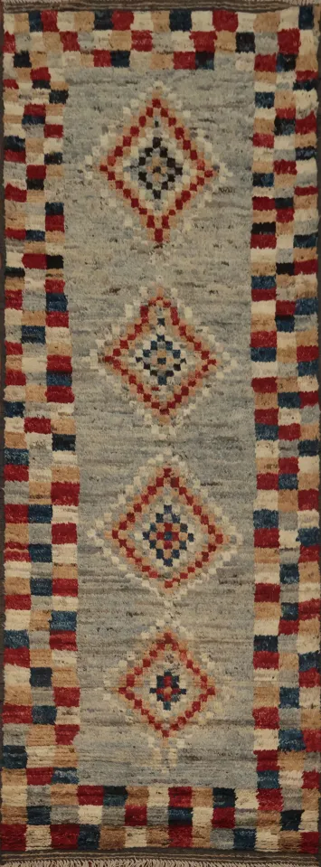 Artisan Moroccan Runner Rug 3x10 with Intricate Diamond Design