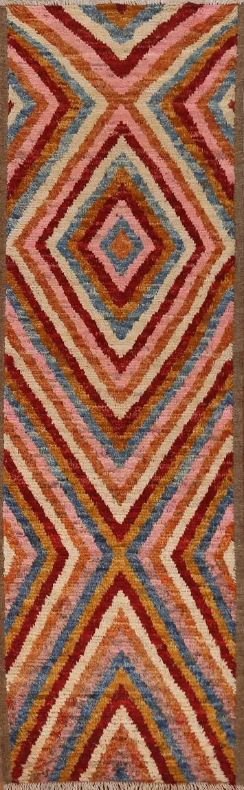 Multi-Colored Moroccan Runner Rug 3x10