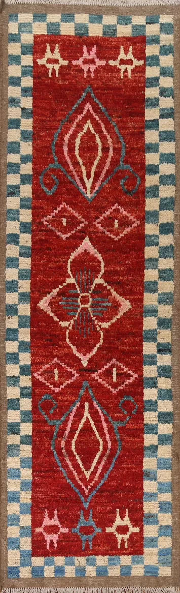 Red Moroccan Runner Rug 3x10