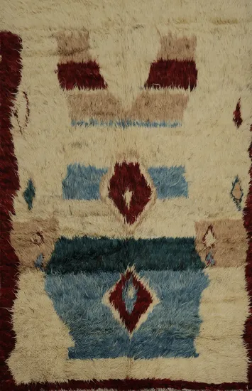 Unique Berber Moroccan Area Rug 7x9 with Bold and Earthy Hues