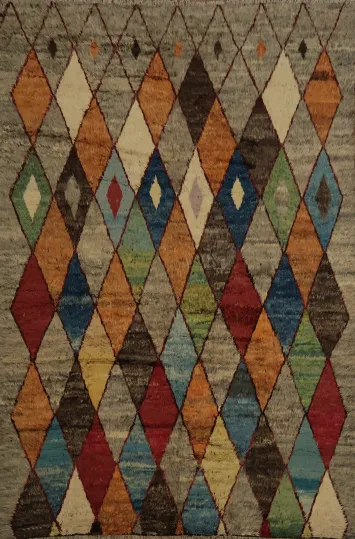 Multicolor Diamond Design Handmade Moroccan Large Rug 10x14