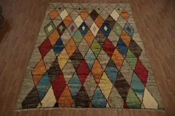 Multicolor Diamond Design Handmade Moroccan Large Rug 10x14