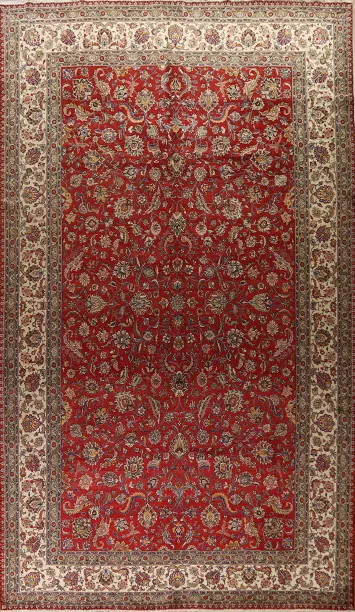 Red Floral Tabriz Persian Large Rug 11x17