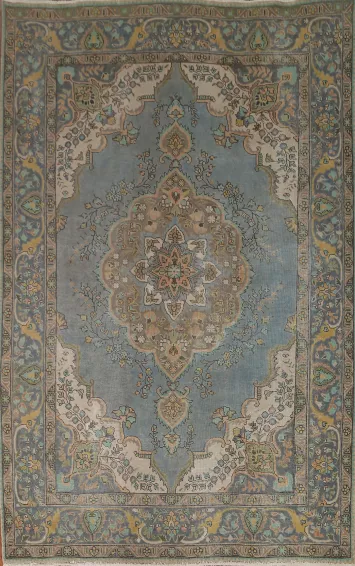 Distressed Over-Dyed Tabriz Persian Area Rug 7x9