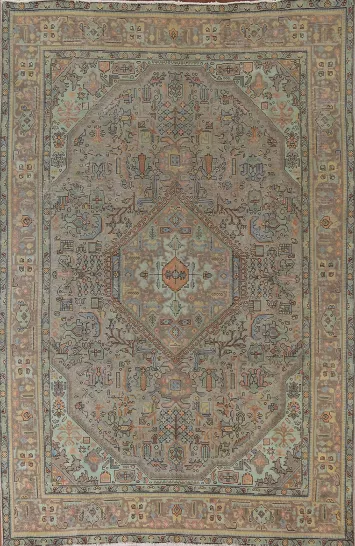 Distressed Over-Dyed Tabriz Persian Area Rug 7x10