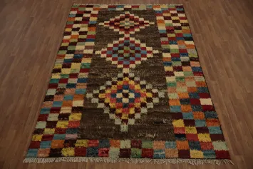 Colorful Checkered Moroccan Berber Area Rug 7x9 for Bold Decors