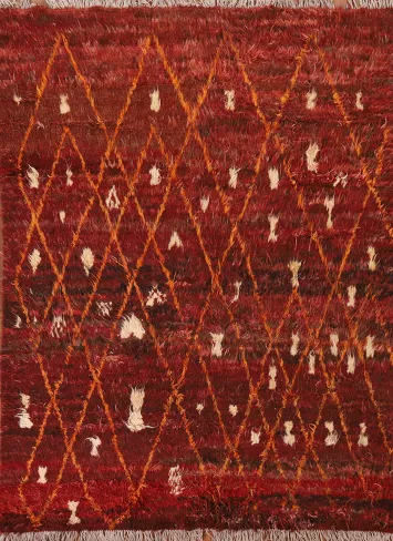 Trellis Red Moroccan Wool Area Rug 5x6