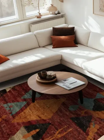 Bold and Earthy Berber Moroccan Area Rug 7x10 with Artistic Patterns