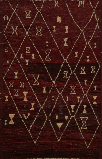 Burgundy Red Moroccan Area Rug 7x10