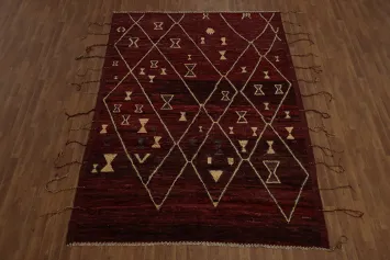 Burgundy Red Moroccan Area Rug 7x10