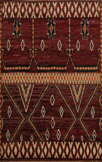 Bohemian Moroccan Area Rug 7x10 Showcasing Traditional Geometric Artistry