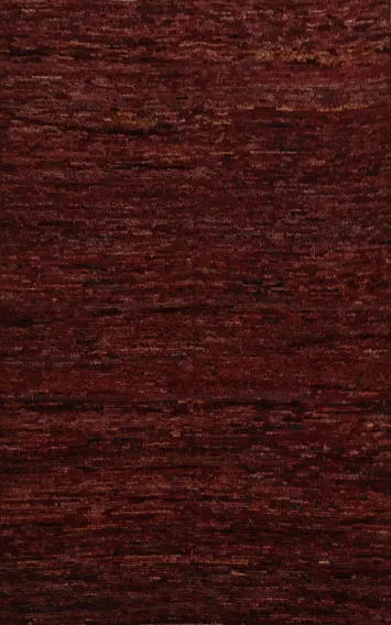 Luxurious Deep Red Wool Moroccan Area Rug 7x10 with Rich Texture