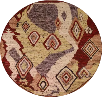 Geometric Moroccan Round Area Rug 7x7