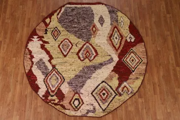 Geometric Moroccan Round Area Rug 7x7
