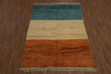 Three-Toned Rustic Moroccan Area Rug 7x10 Earthy Hues for Cozy Home