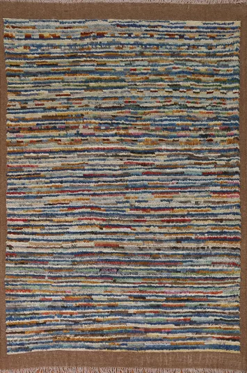 Striped Moroccan Wool Area Rug 5x8