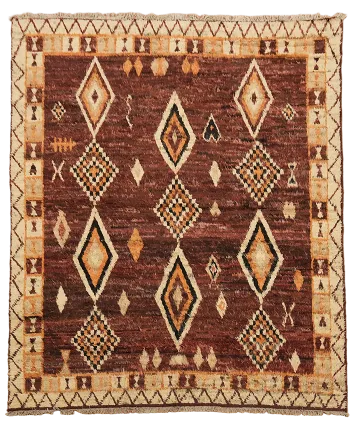 Elegant Diamond Pattern Moroccan Rug in Earthy Tones 8x10 ft