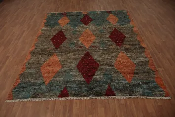 Artisanal Craftsmanship Moroccan Wool Area Rug 8x10 with Warm Colors