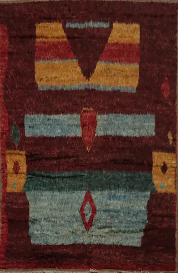 Burgundy Moroccan Wool Area Rug 9x12