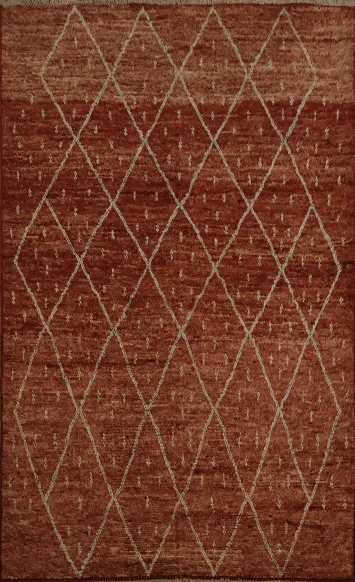 Warm Toned Moroccan Area Rug 7x10 with Subtle Geometric Patterns