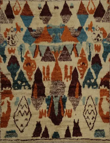 Artistic Geometric Moroccan Area Rug 8x9 with Earthy Tones