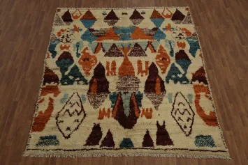 Artistic Geometric Moroccan Area Rug 8x9 with Earthy Tones