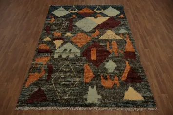 Abstract Berber Moroccan Area Rug 7x10 for Modern Home Decor