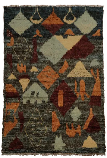 Abstract Berber Moroccan Area Rug 7x10 for Modern Home Decor