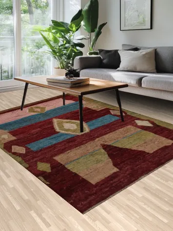Elegant Geometric Design Moroccan Wool Area Rug 7x9