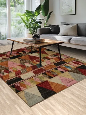 Artistic Bohemian Moroccan Area Rug 7x10 with Intricate Designs