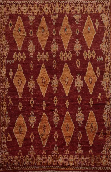 Rich Moroccan Area Rug 7x10 Ethnic Style Decor with Diamond Shapes